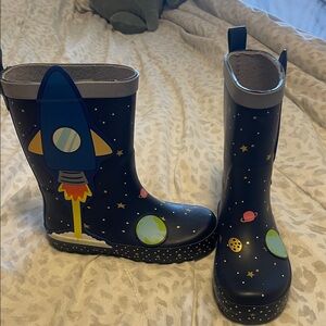 Cat & Jack Navy Space-Themed Kids Rain Boots